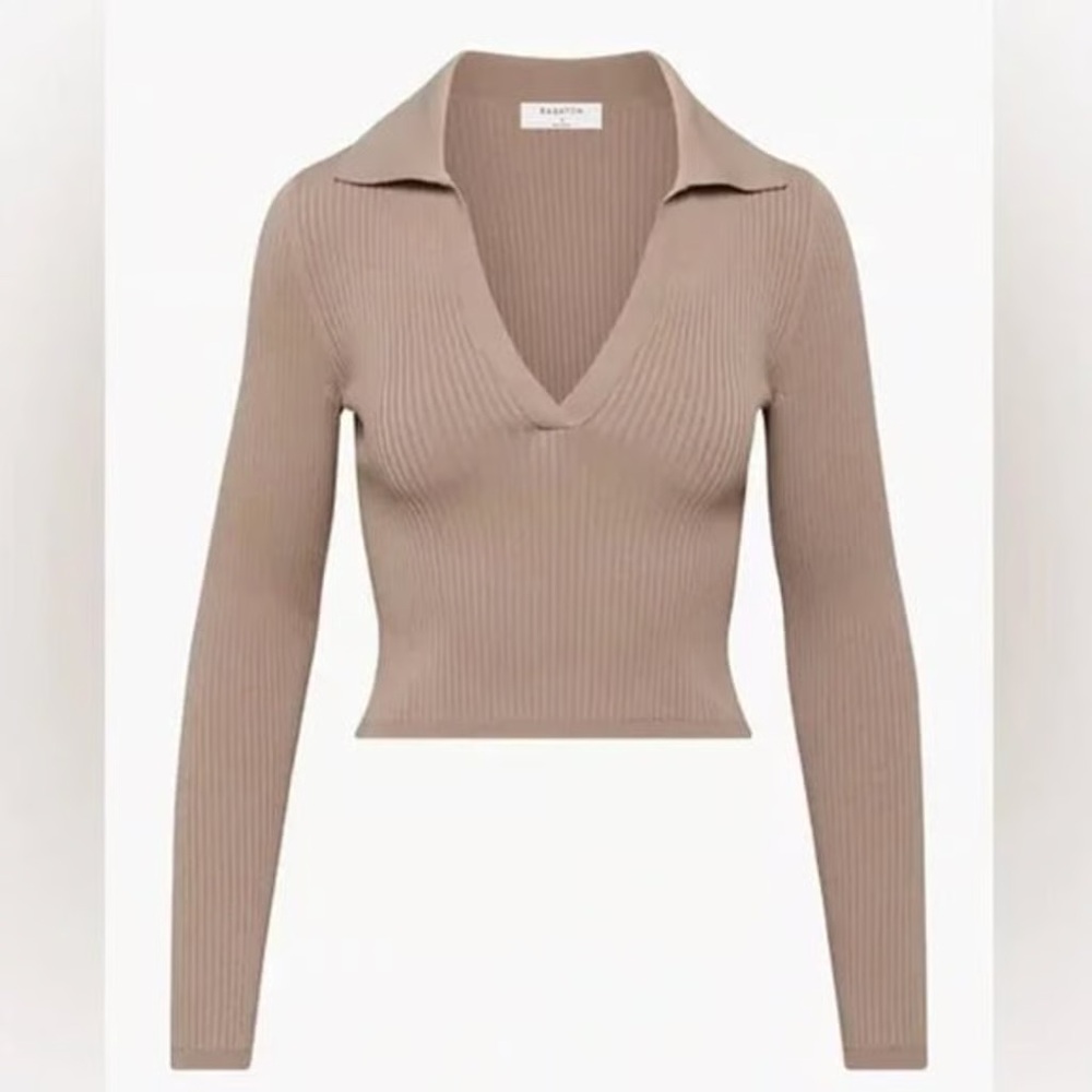 Aritzia Babaton Sculpt Knit Polo Longsleeve
